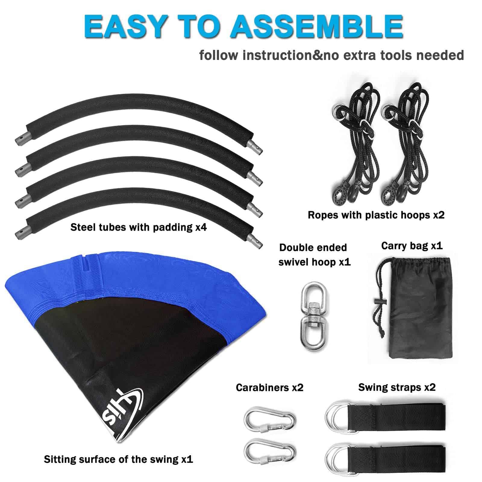 Columpio de árbol en forma de platillo de 43 -Azul - Imagen 8