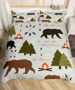 Juego de Funda Nórdica Happy Camping Tamaño Twin Hunt Bear