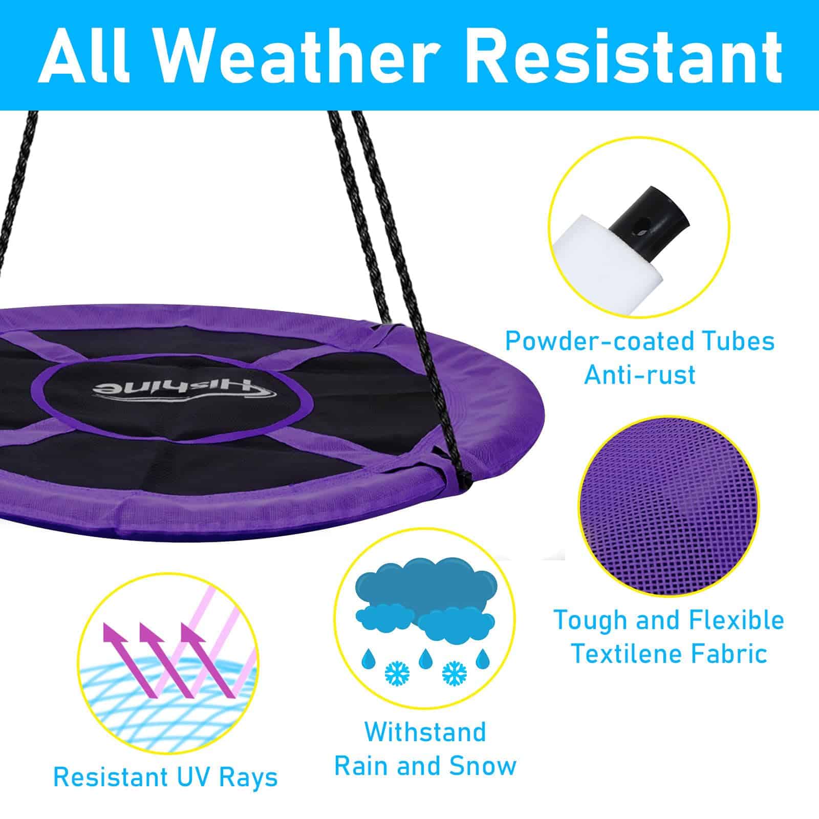 Columpio de árbol en forma de platillo de 43 -Morado - Imagen 4