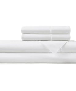 Juego de sábanas de algodón percal Queen Size -Blanco