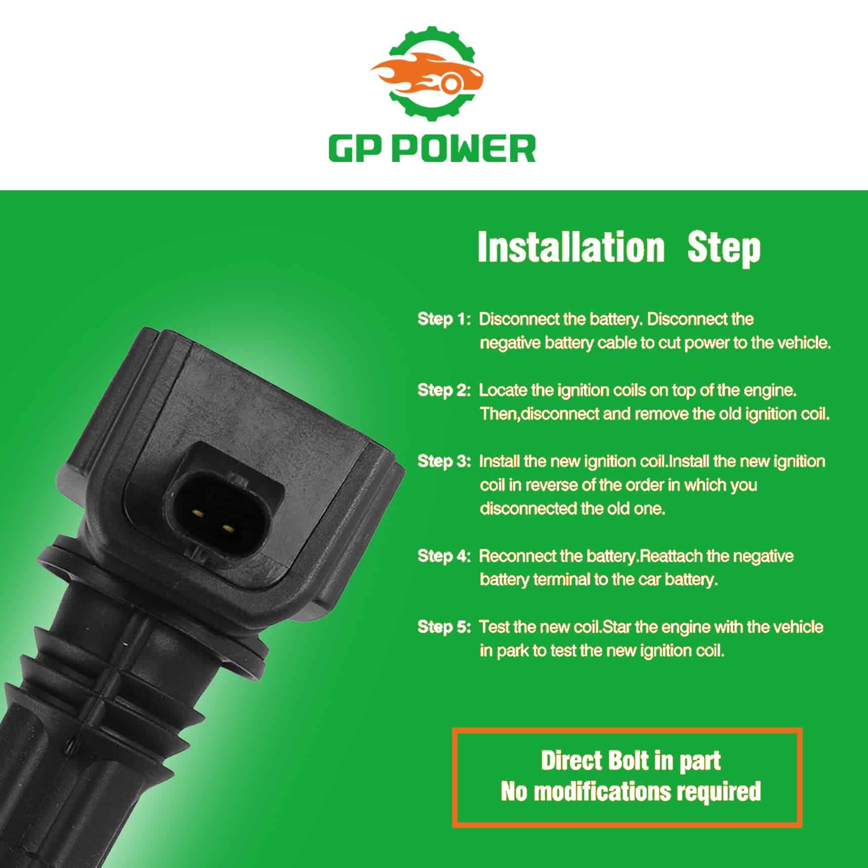 CONJUNTO DE 4 BOBINAS DE ENCENDIDO GP POWER UF751 UF754 - Imagen 8