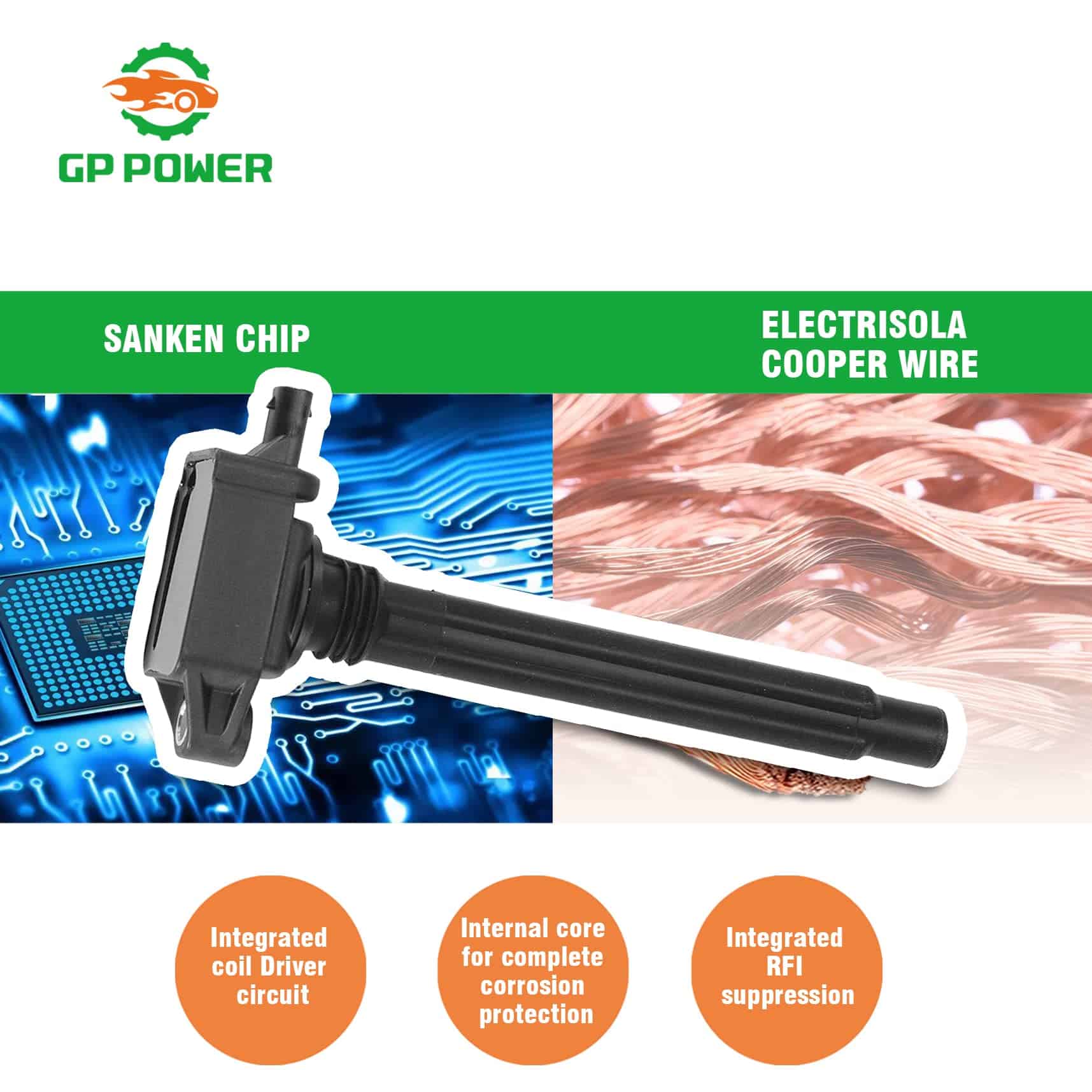 CONJUNTO DE 4 BOBINAS DE ENCENDIDO GP POWER UF751 UF754 - Imagen 4