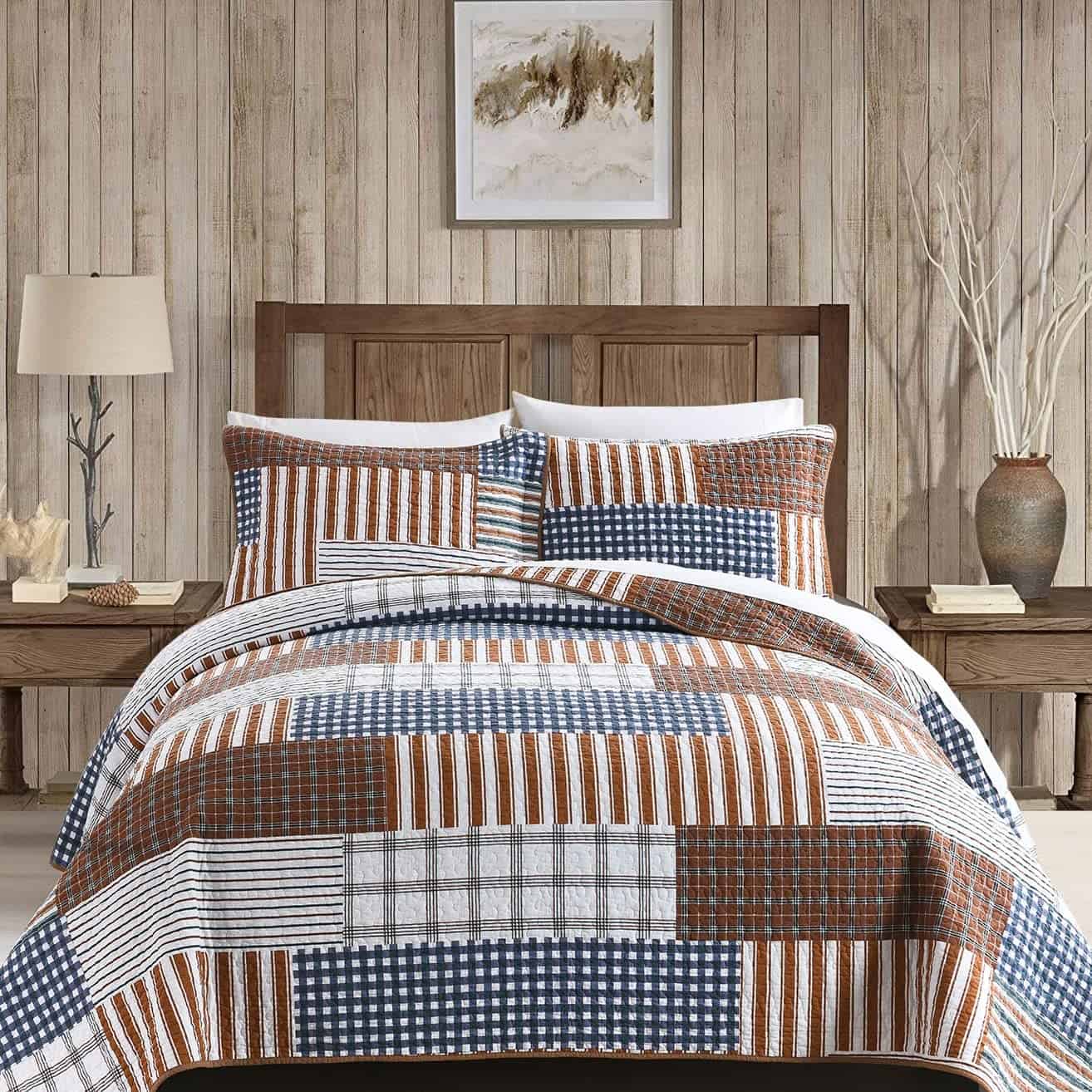 Colcha de Patchwork King Size Qiqiong 100% Algodón Color