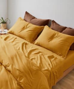 Juego de sábanas de color sólido de lujo Eikei -Amarillo Mos