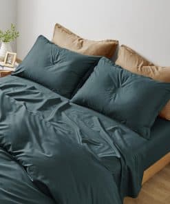 Juego de sábanas de color sólido de lujo -Verde pino