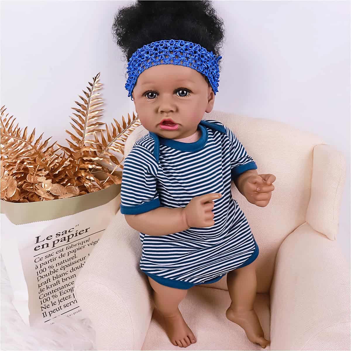 Muñeca Reborn MAIHAO Niña Negra con Cuerpo Suave Bebés de - Imagen 5