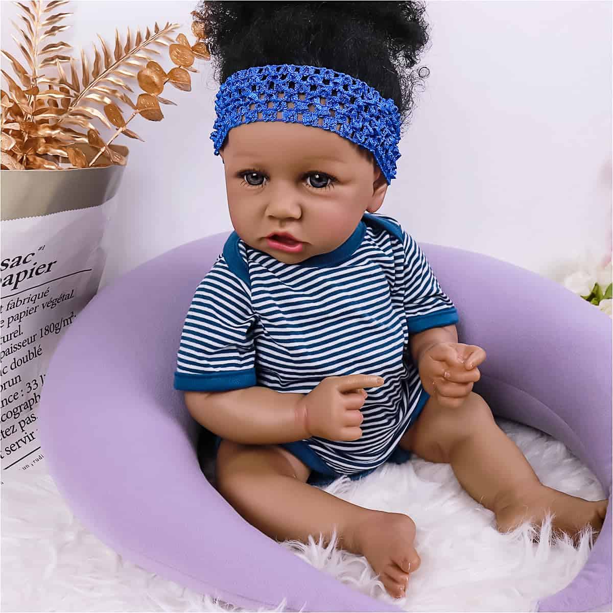 Muñeca Reborn MAIHAO Niña Negra con Cuerpo Suave Bebés de - Imagen 6