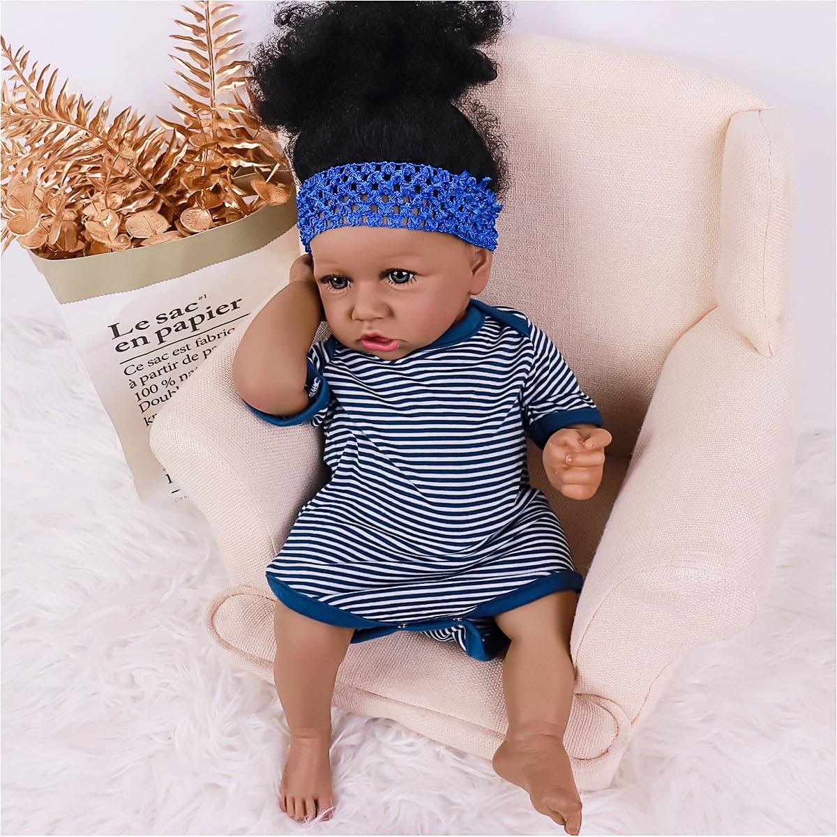 Muñeca Reborn MAIHAO Niña Negra con Cuerpo Suave Bebés de - Imagen 4