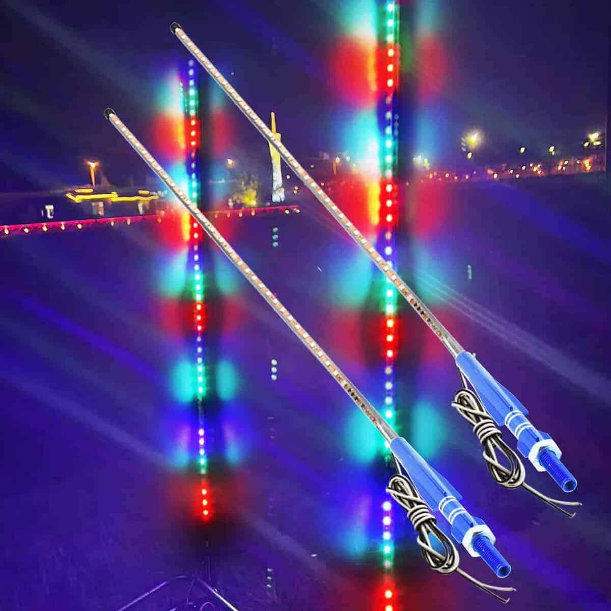 2Pcs Luces de Látigo LED, 3.4FT RGB 270� Auto Flujo de Luz