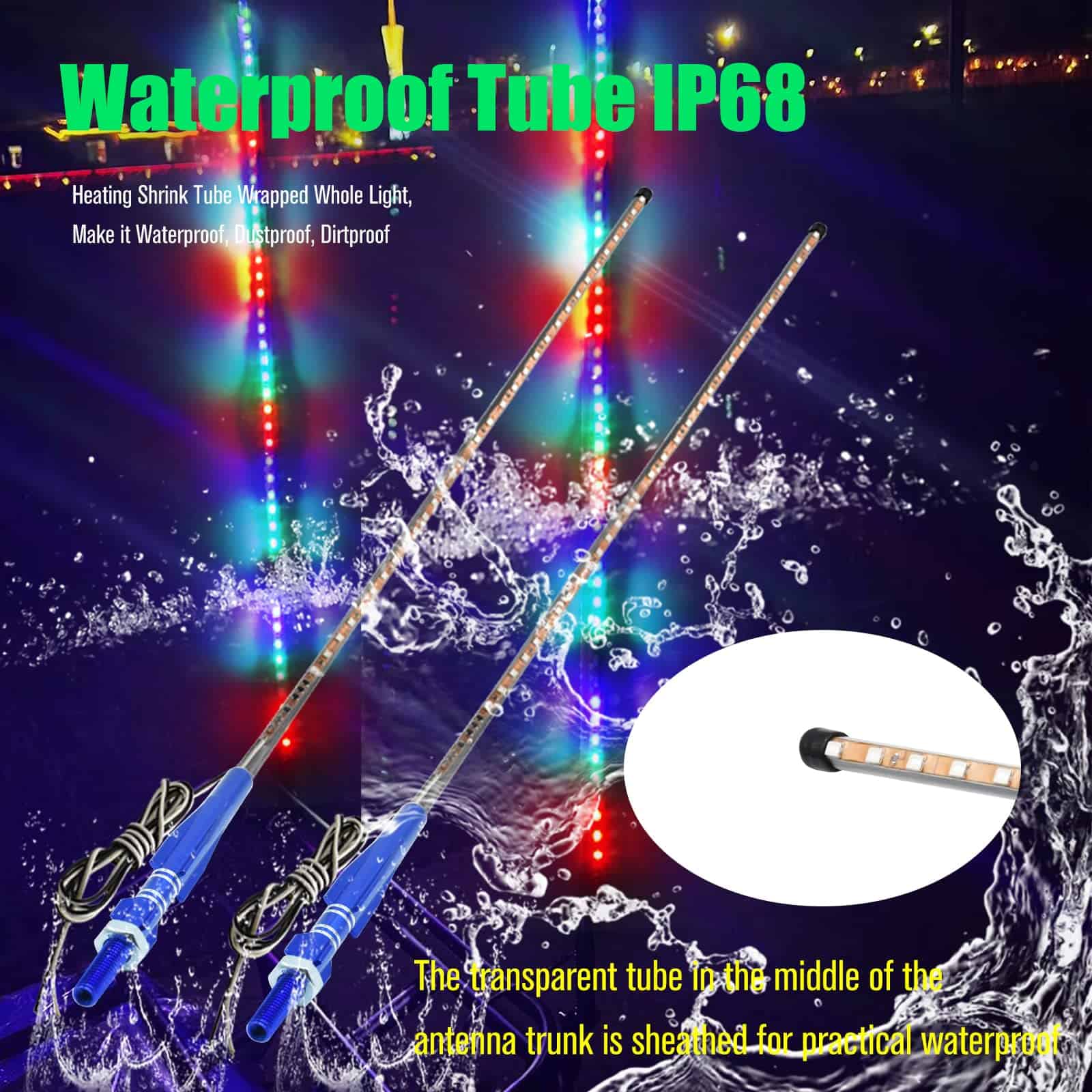 2Pcs Luces de Látigo LED, 3.4FT RGB 270� Auto Flujo de Luz - Imagen 6