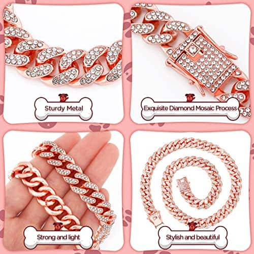 Collar de Cadena Brillante para Perro de 20 pulgadas en Oro - Imagen 7