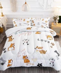 Suncloris Juego de Edredón Kids Cute Multi Dog, Conjunto de