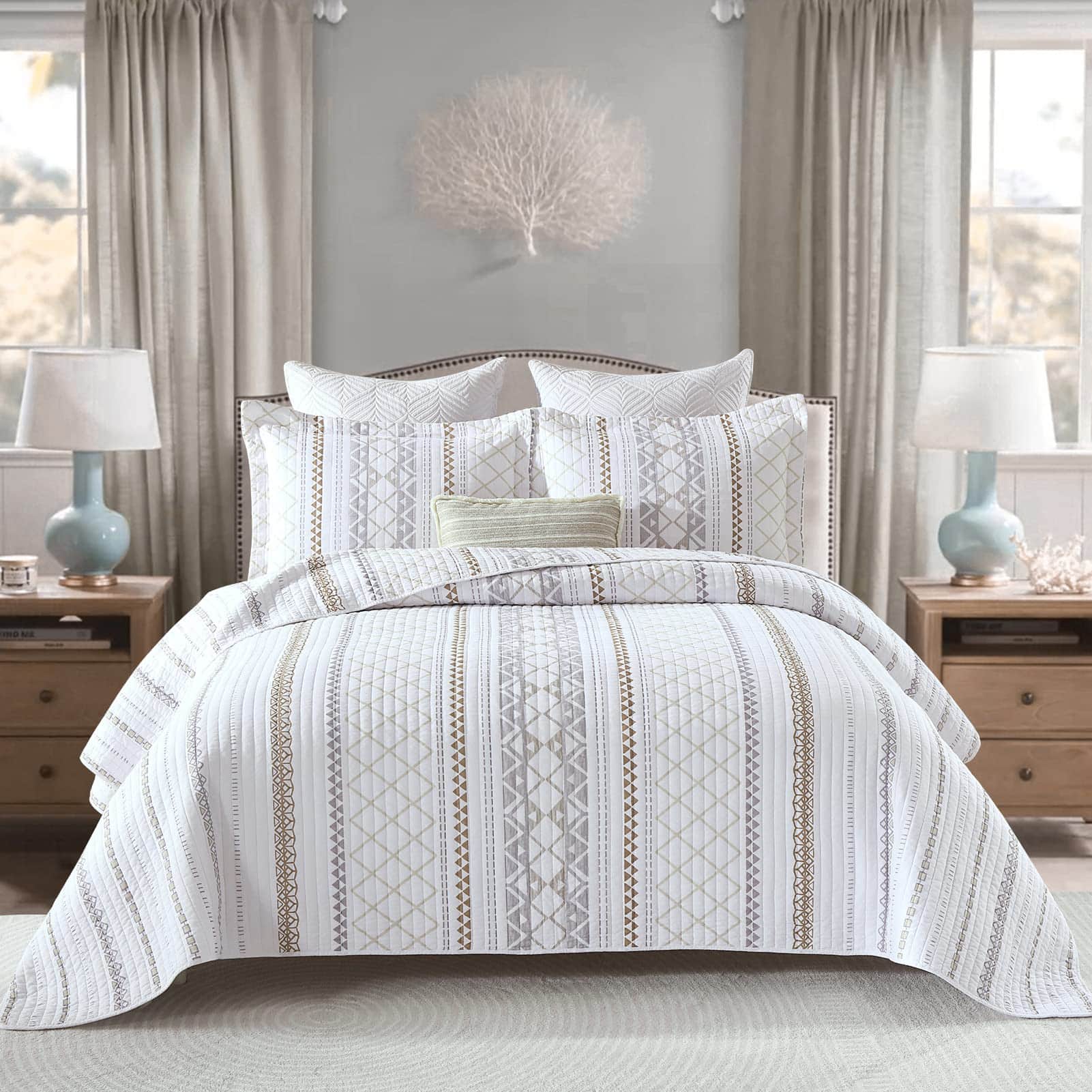 Juego de Edredón de Algodón King Size PERHOM - 3 Piezas