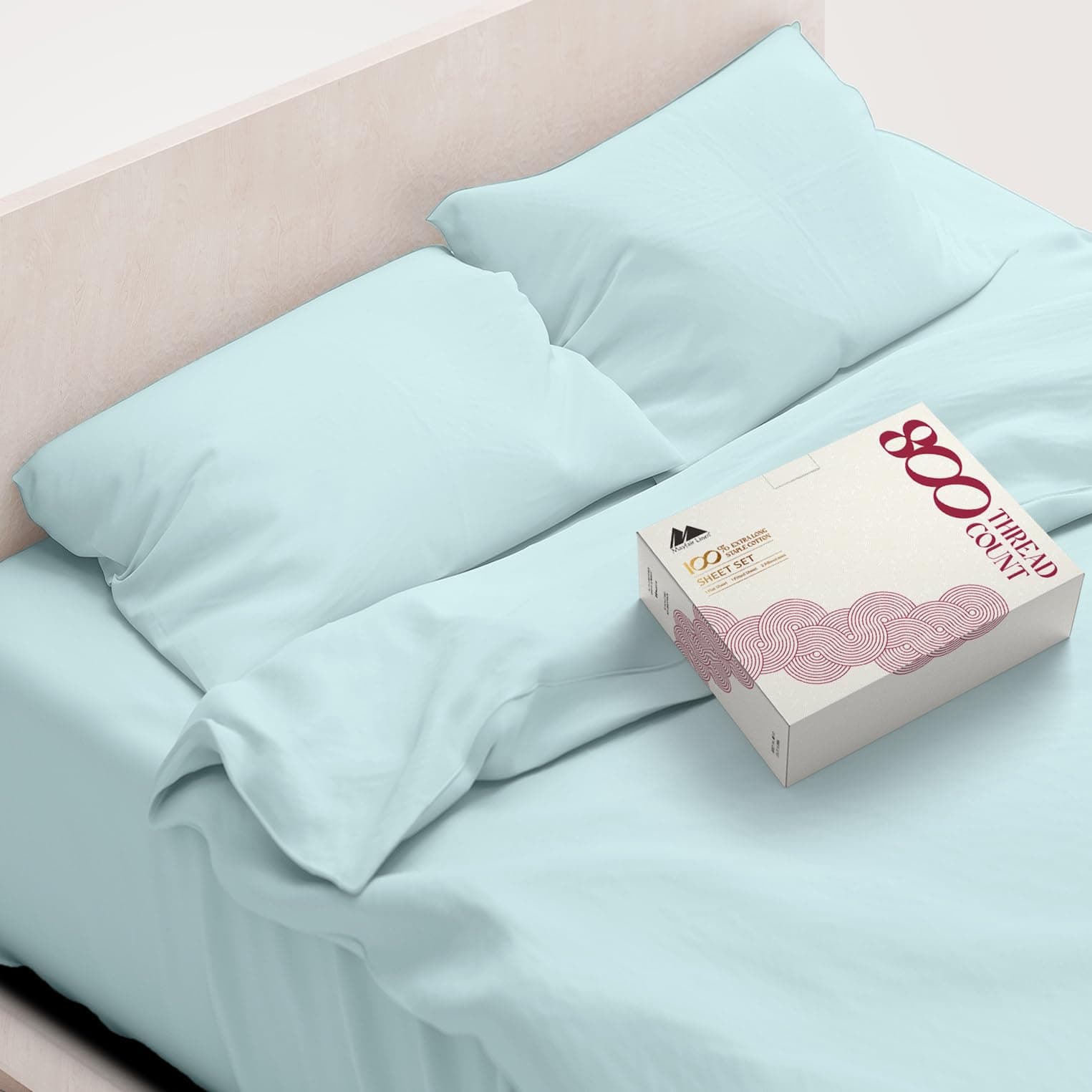 Juego de Sábanas Mayfair Linen 100% Algodón -Sea Foam