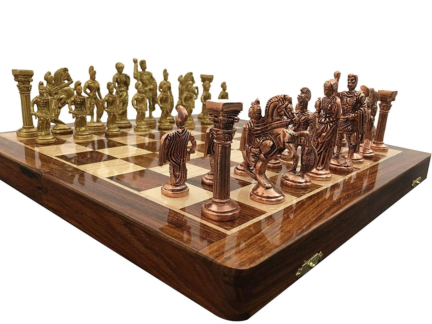 Juego de ajedrez de latón plegable con almacenamiento de - Imagen 6