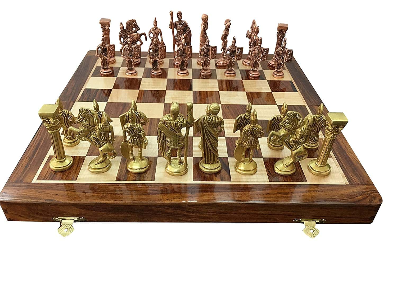 Juego de ajedrez de latón plegable con almacenamiento de - Imagen 5