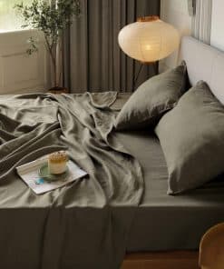 Juego de Sábanas de Lino King Size XZ XIFA color Verde