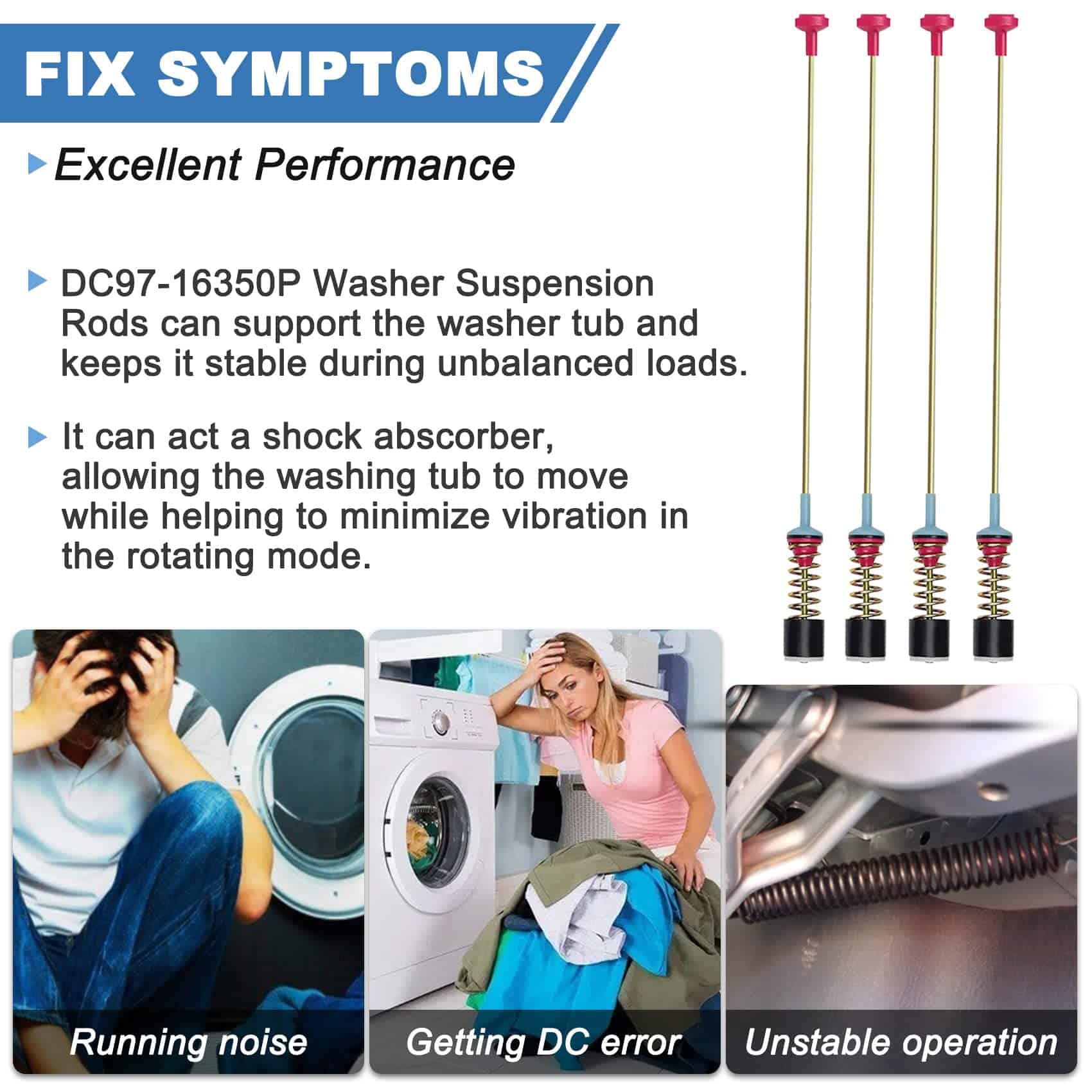 Amortiguadores Lavadora/suspension para lavadora 4 Pack - Imagen 5