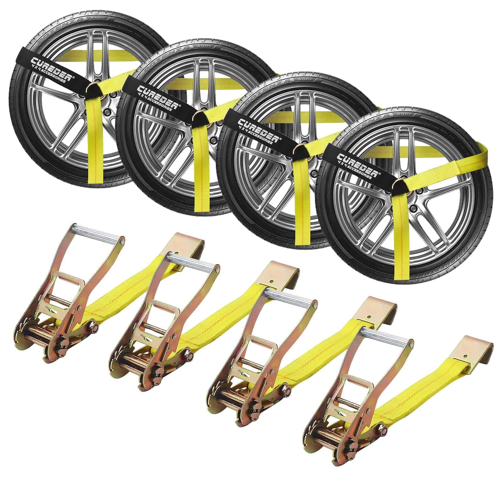 Cureder Correas de Amarre para Automóvil - Paquete de 4