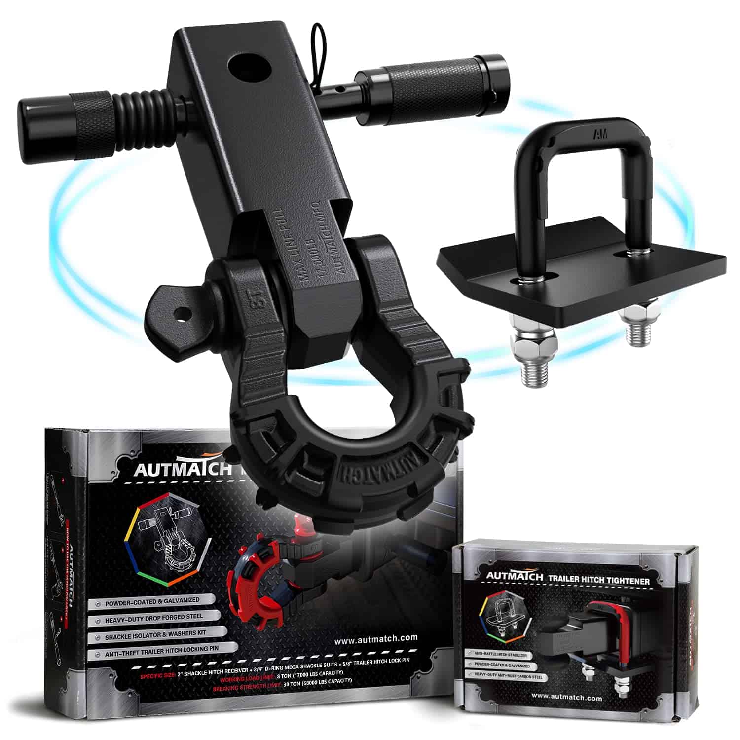 AUTMATCH Apretador de Enganche Anti-Ruido con Mega Gancho,