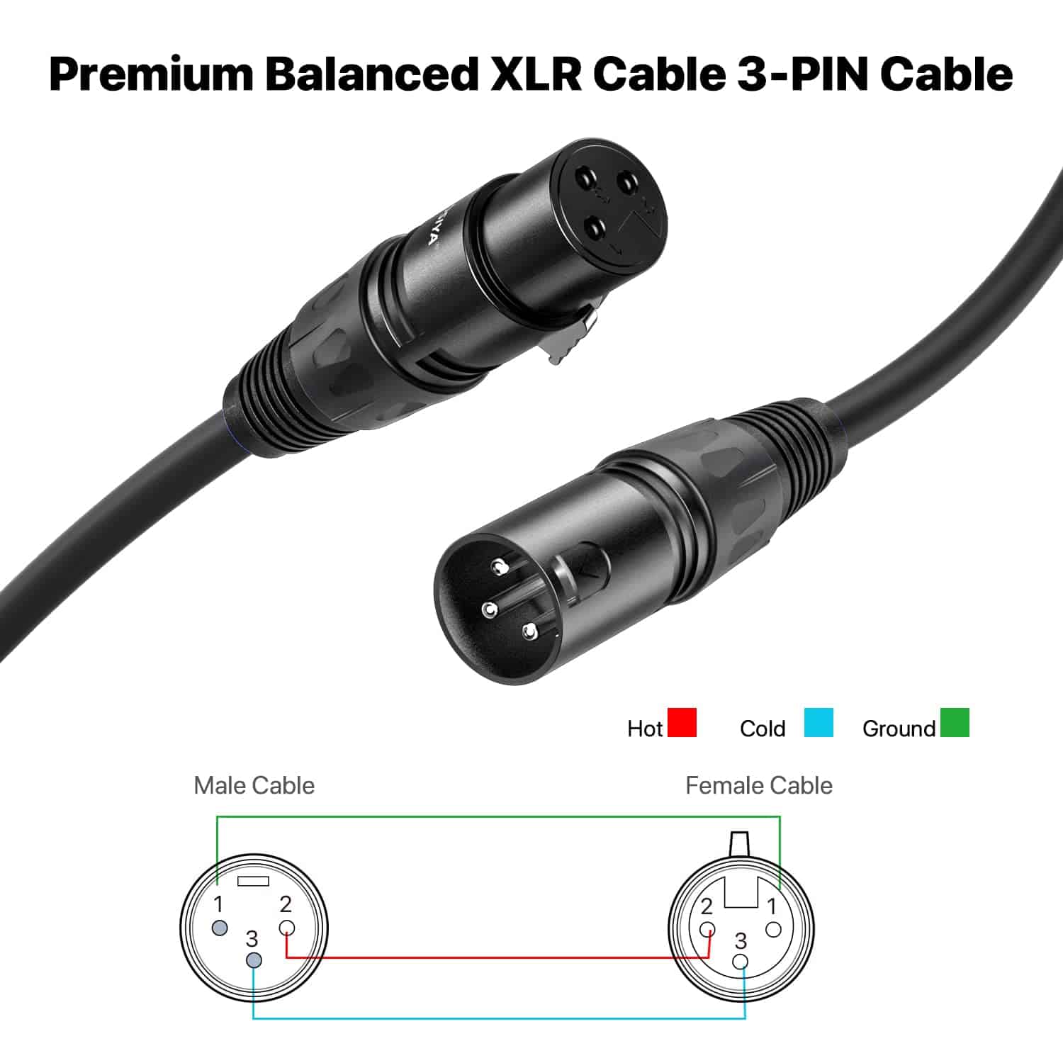 Cable XLR NUOSIYA de 50 pies 2 Paquetes, Cables de - Imagen 6
