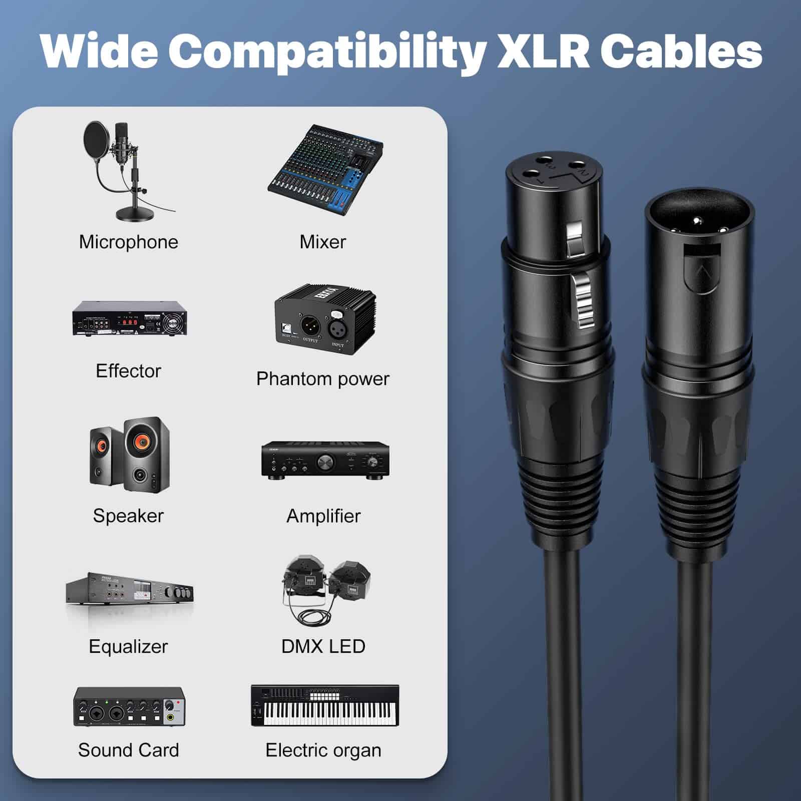 Cable XLR NUOSIYA de 50 pies 2 Paquetes, Cables de - Imagen 5