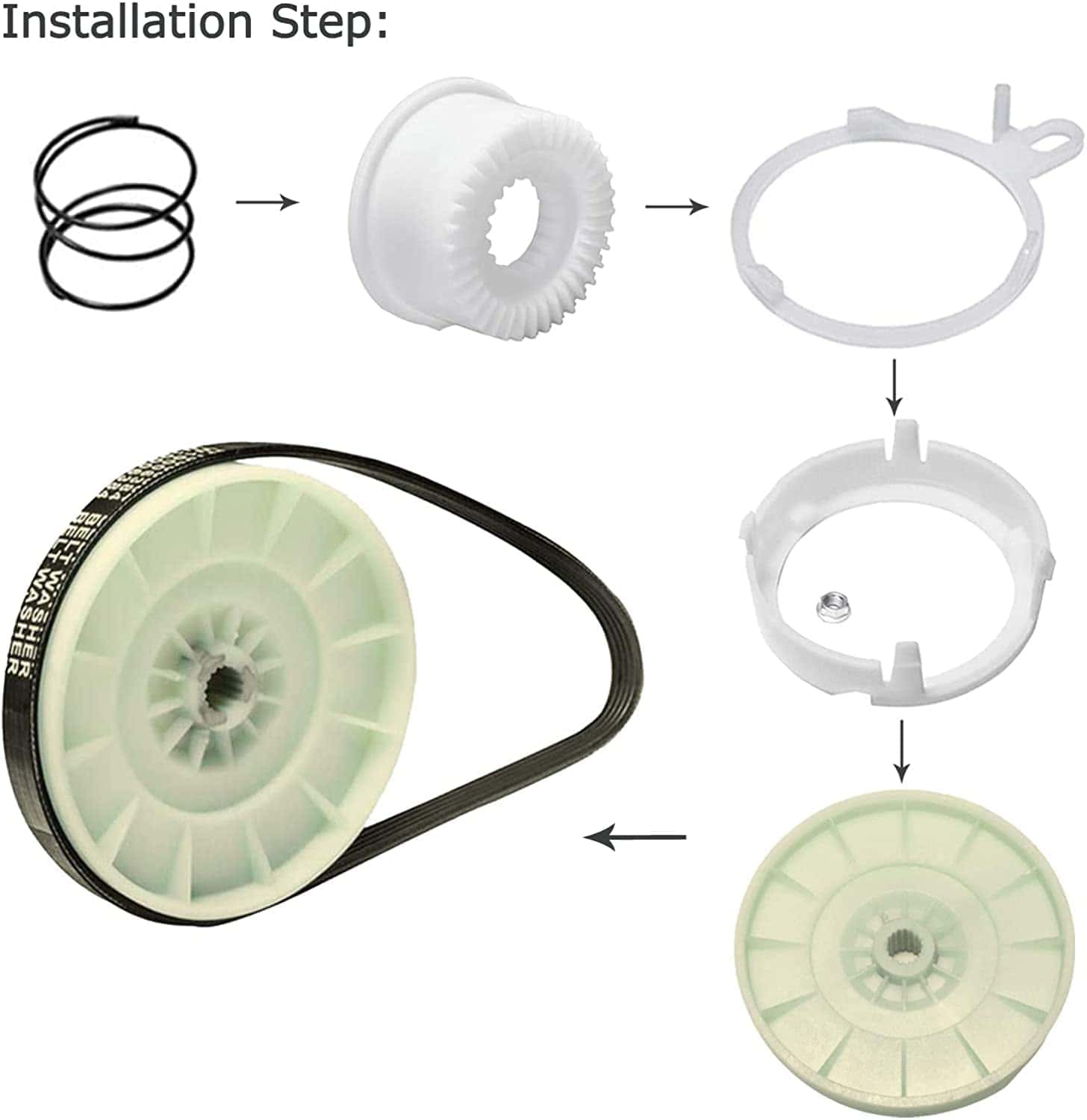Kit de embrague de polea de lavadora W10721967 y correa de - Imagen 3