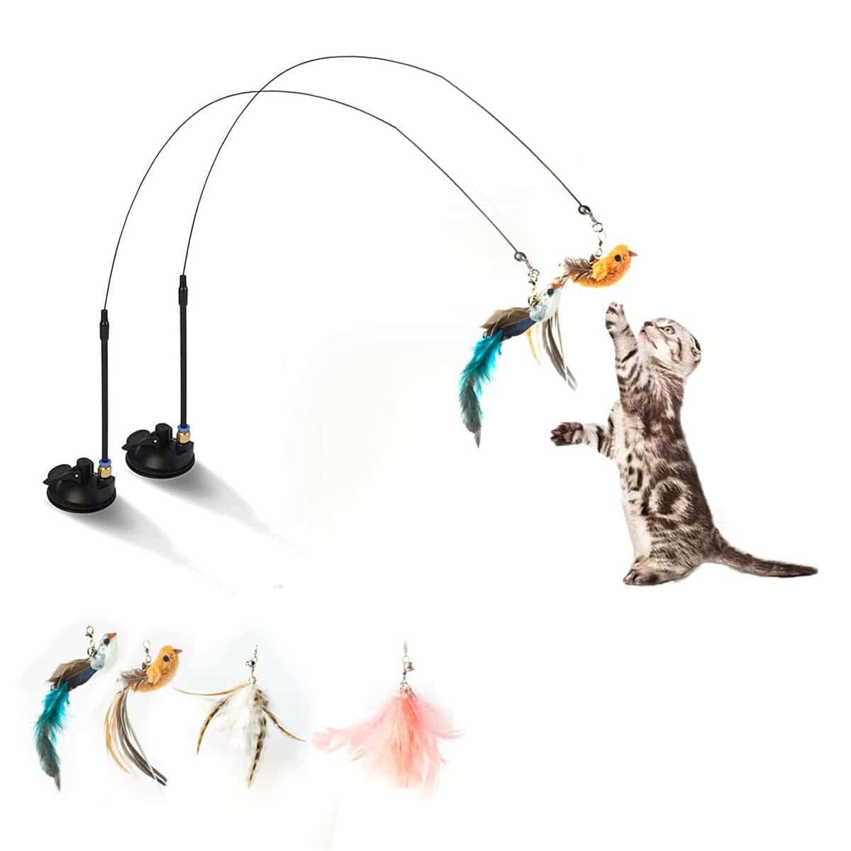 Conjunto de Juguetes de Plumas para Gatos - 2 Juguetes