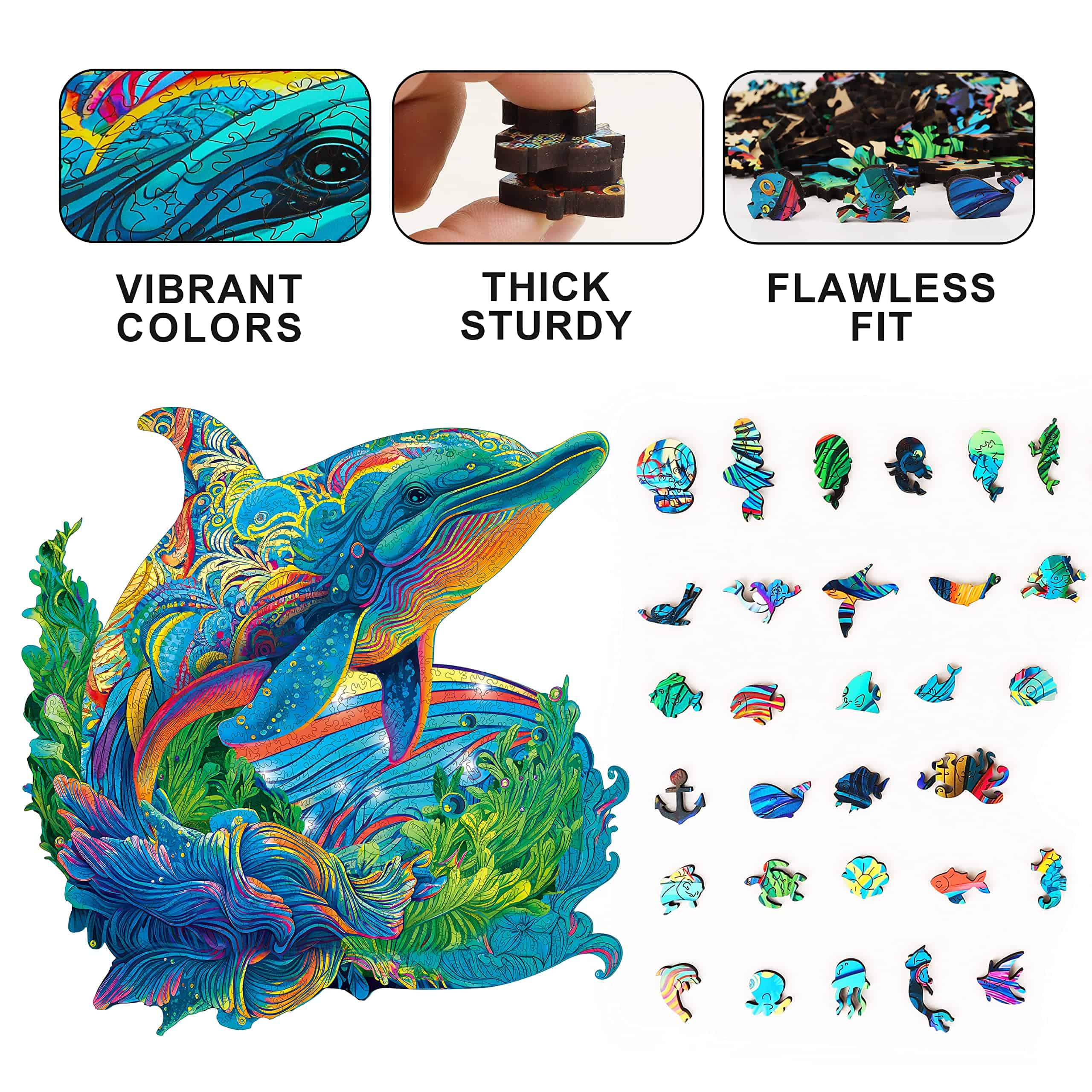 Rompecabezas de madera MYS Aurora, Rompecabezas de Delfines - Imagen 5