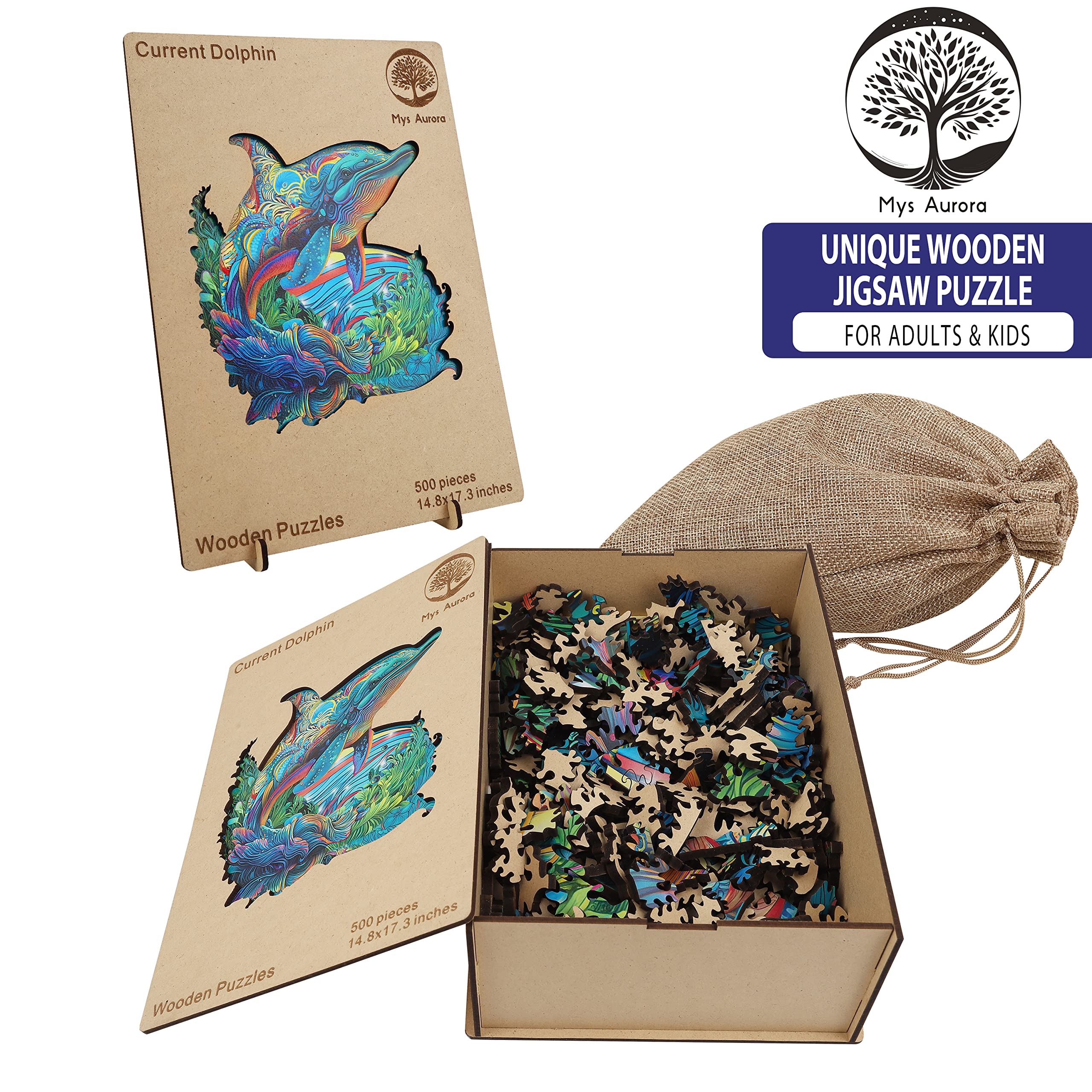 Rompecabezas de madera MYS Aurora, Rompecabezas de Delfines - Imagen 6
