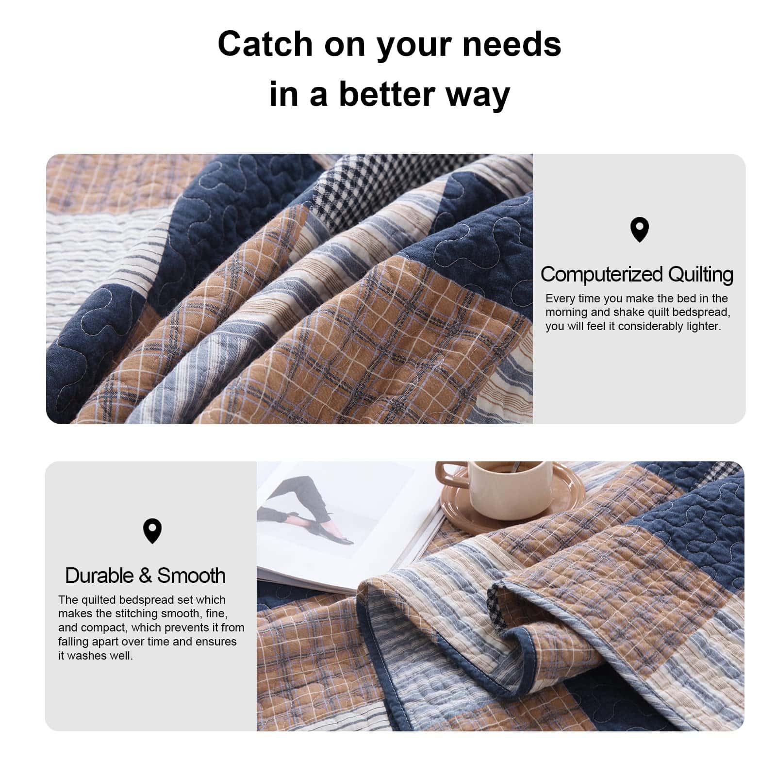 Juego de edredón de algodón al 100% tamaño Queen, edredón - Imagen 8