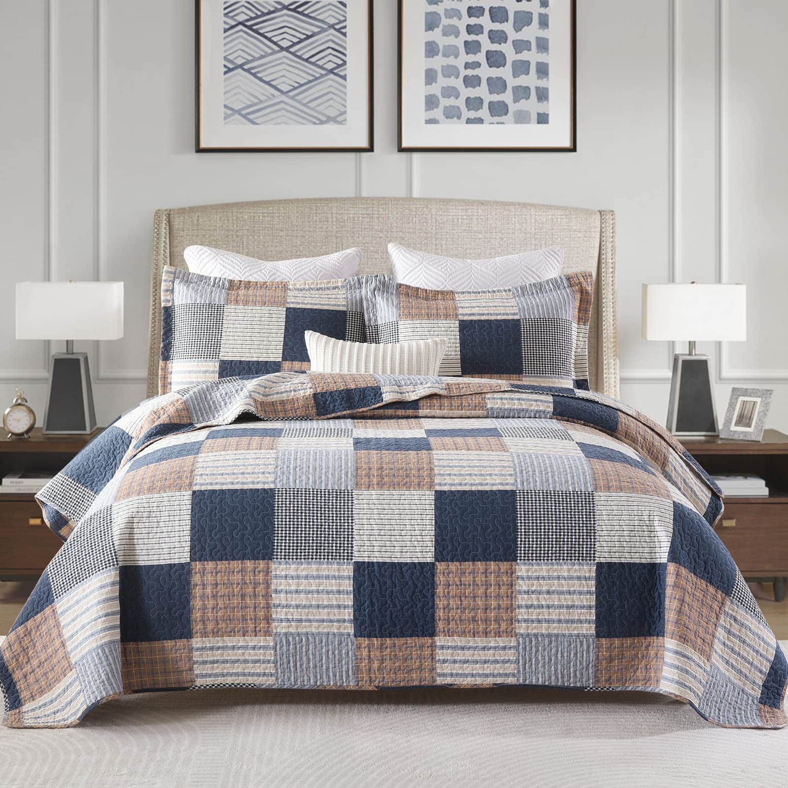 Juego de edredón de algodón al 100% tamaño Queen, edredón