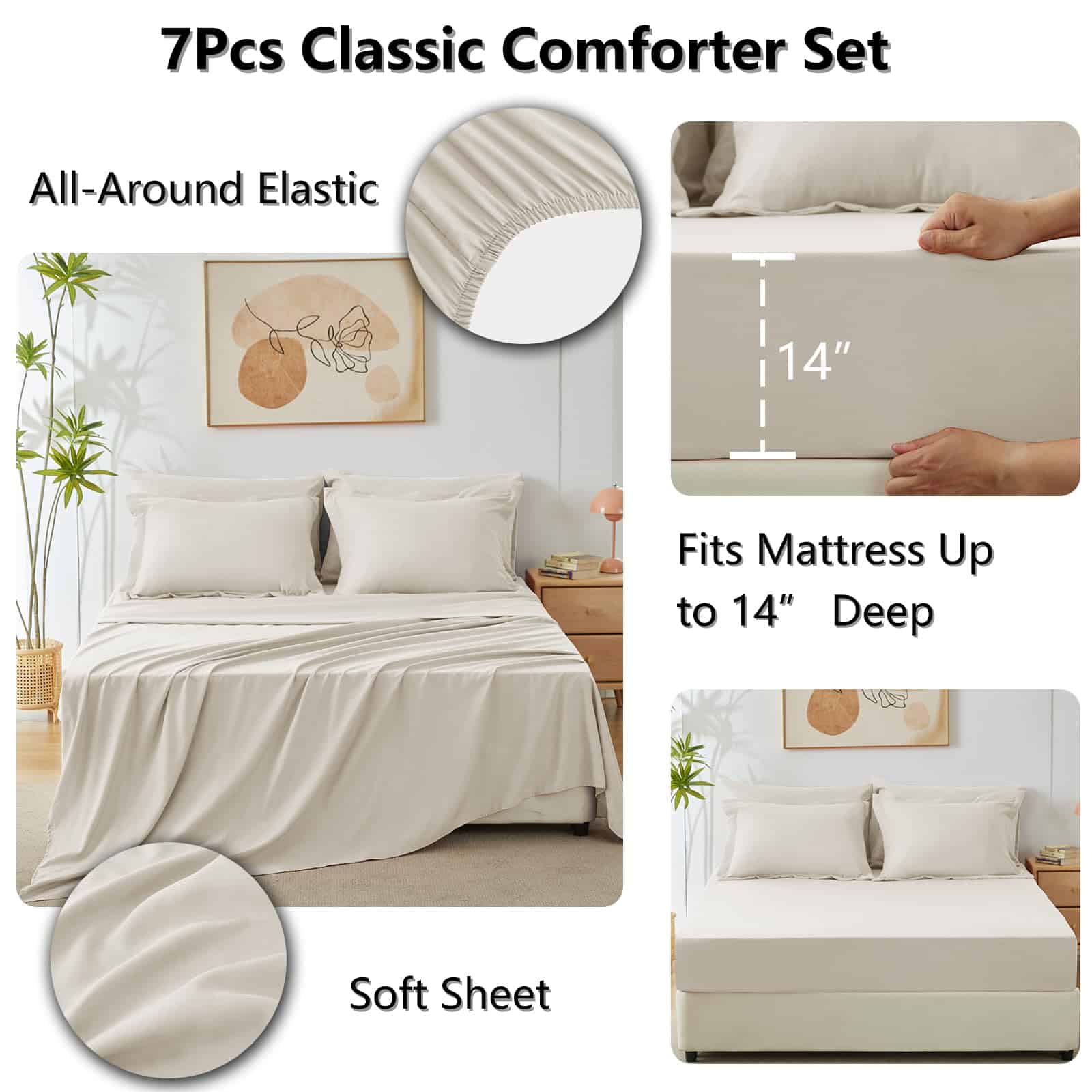 Conjunto de edredón CozyLux Queen en una bolsa de 7 piezas - Imagen 6