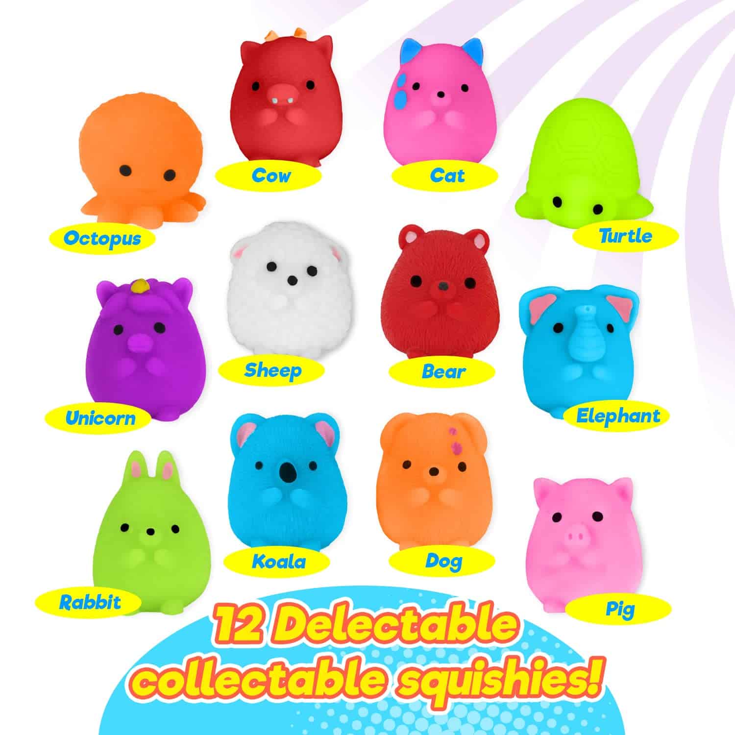 JA-RU Mochi Squishy Animal (Paquete de 12 Squishies, 3 - Imagen 4