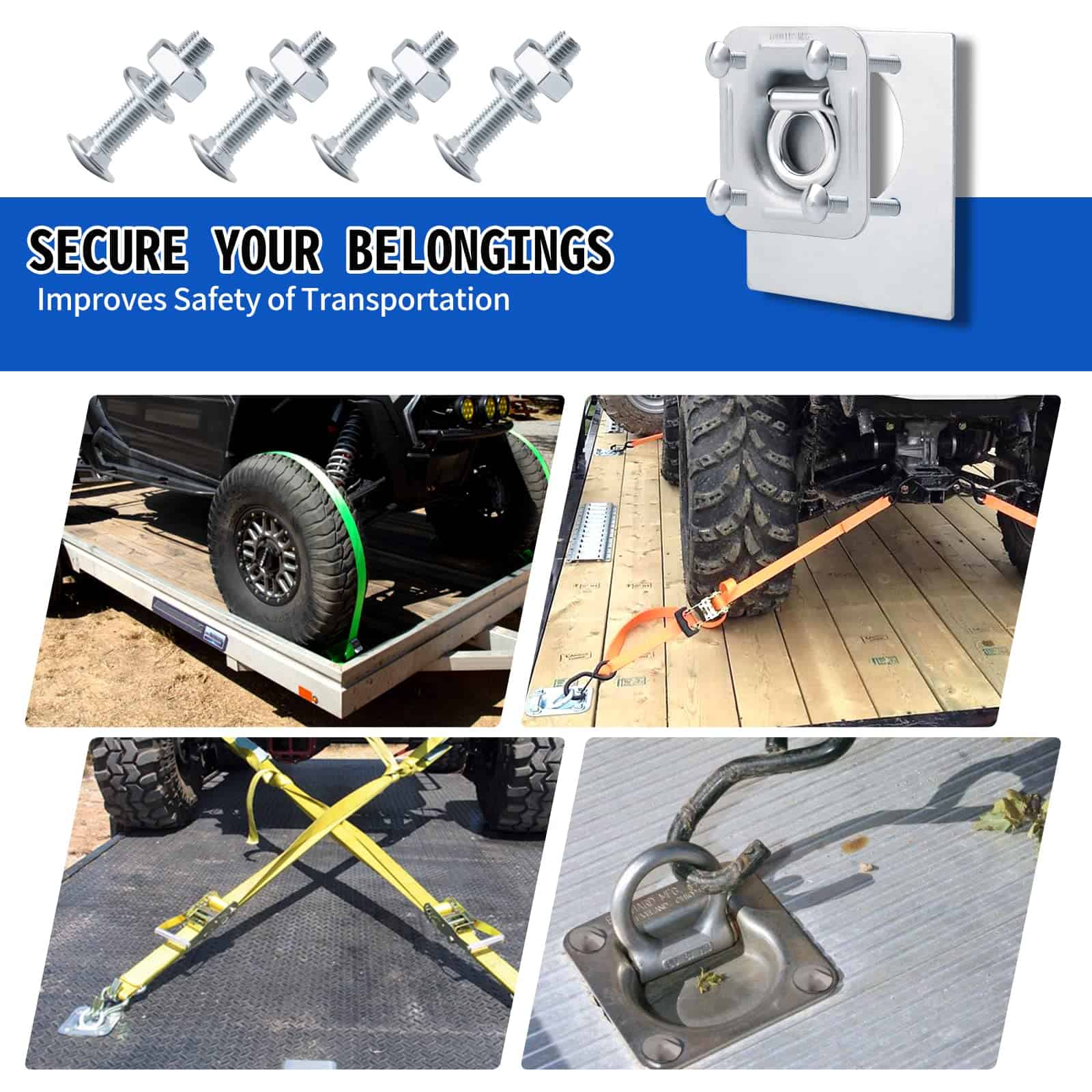 Kit de Anclaje de Amarres Empotrados de Anillo en D, - Imagen 3