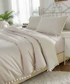 Juego de Funda de Edredón Boho 3 Piezas Beige Gris con