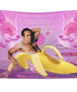 Manta de Plush de Lana Coralina Divertida Banana Vaporwave