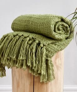 Manta de punto grueso de aguacate verde HORIMOTE HOME,