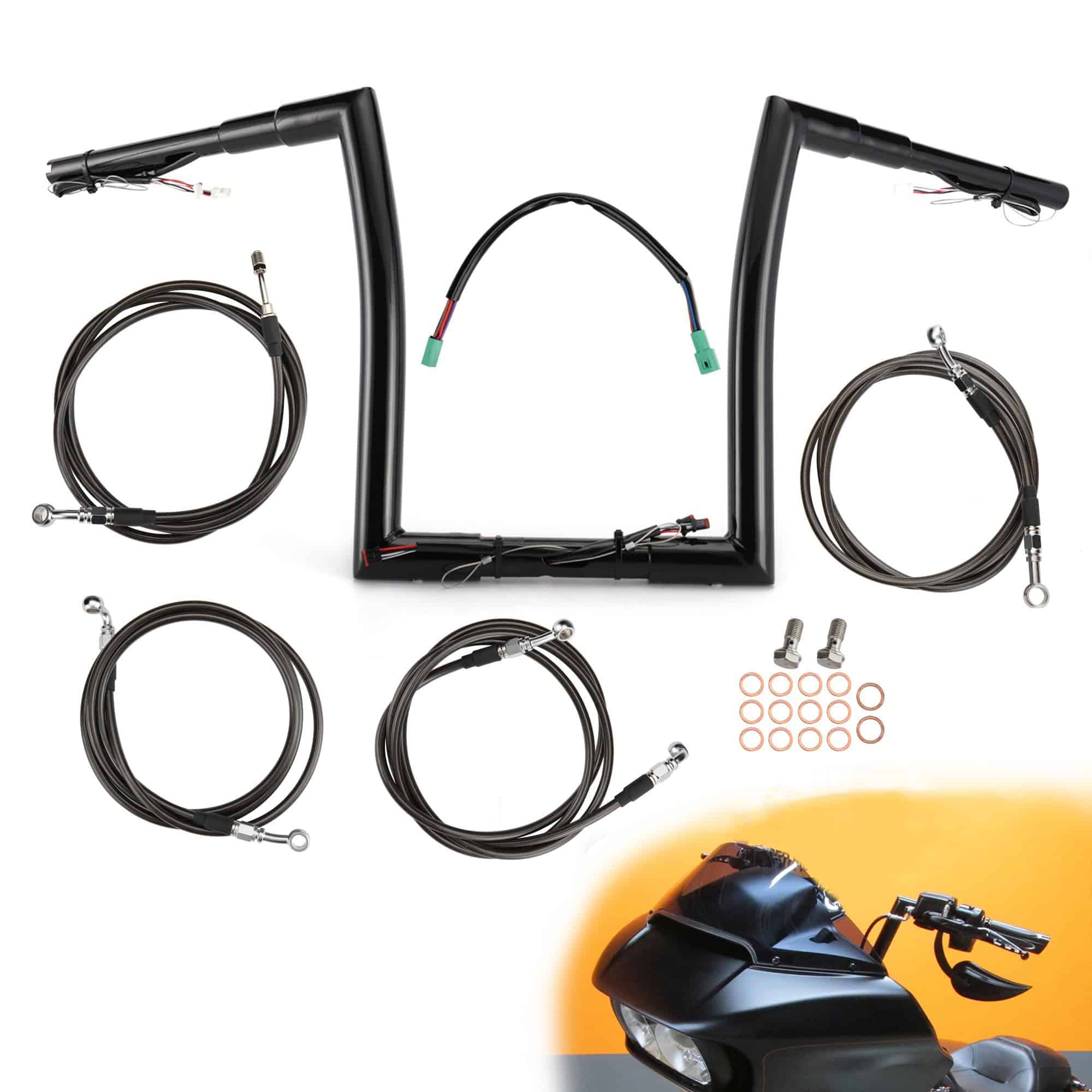 Manillar TIGERSGATE PRE-WIRED con Elevación de 14" y 1.5"