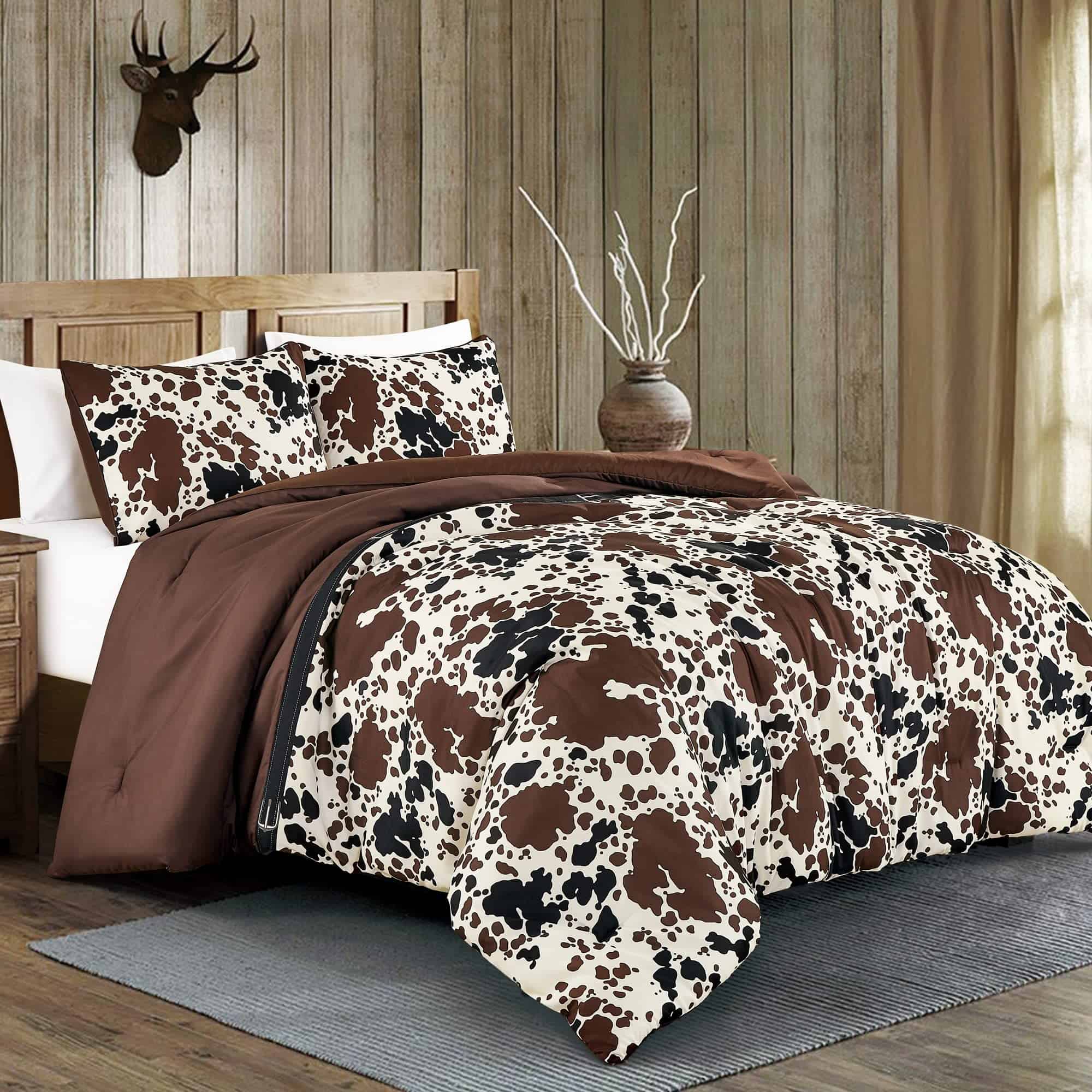 Juego de Ropa de Cama King Size con Estampado de Vaca Tema