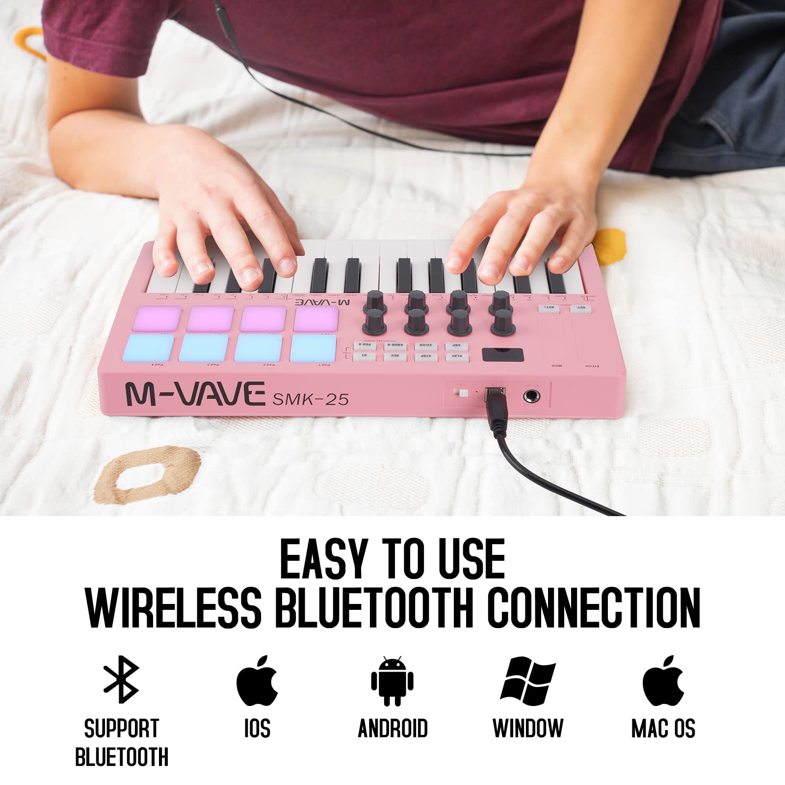 Controlador de Teclado MIDI USB de 25 Teclas M-WAVE con 8 - Imagen 5