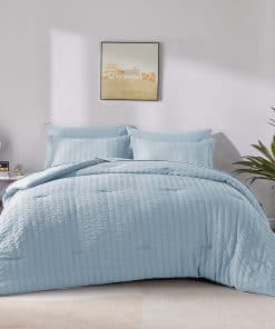 Juego de edredón Queen Seersucker CozyLux con sábanas en