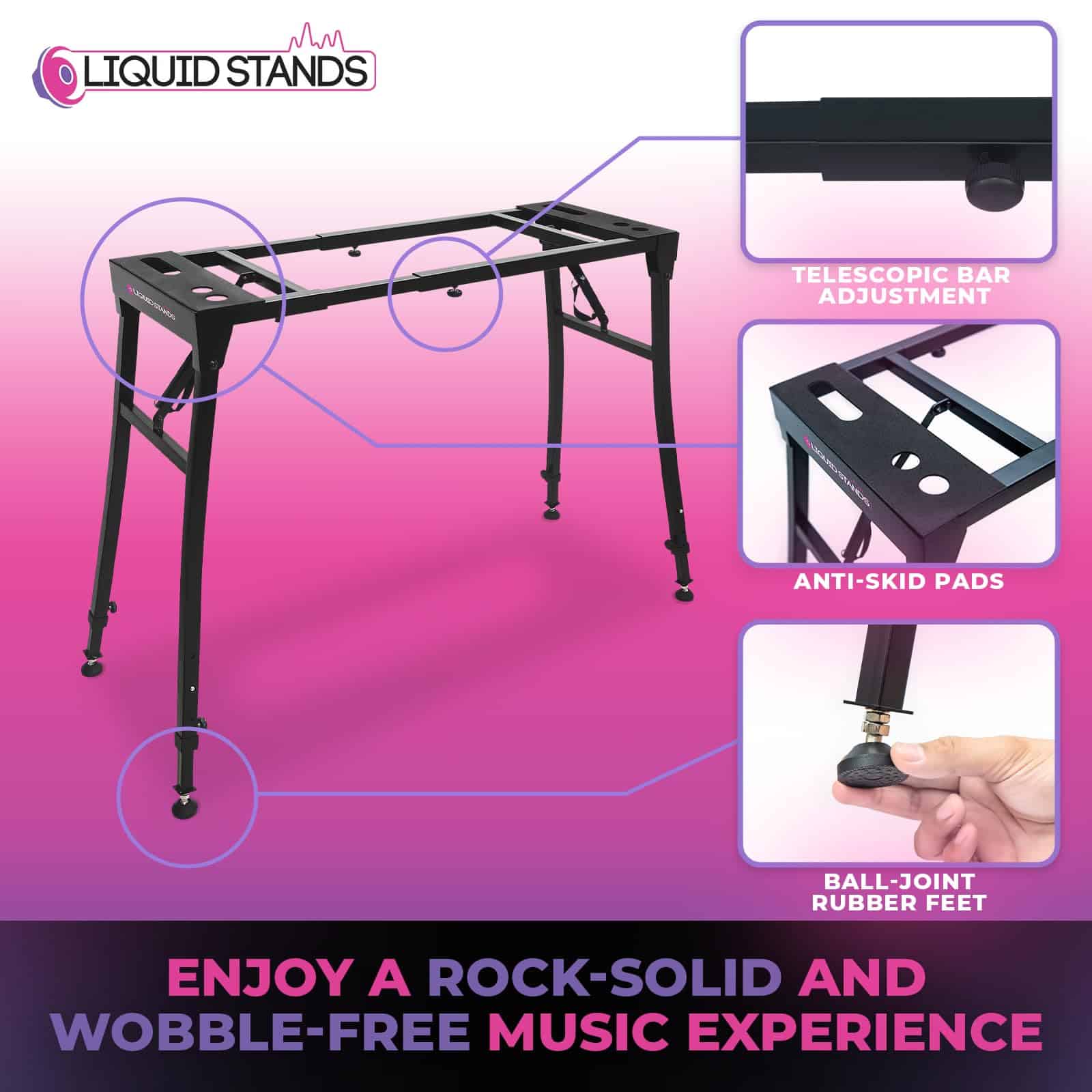 Soporte para teclado de piano plegable Liquid Stands - - Imagen 7