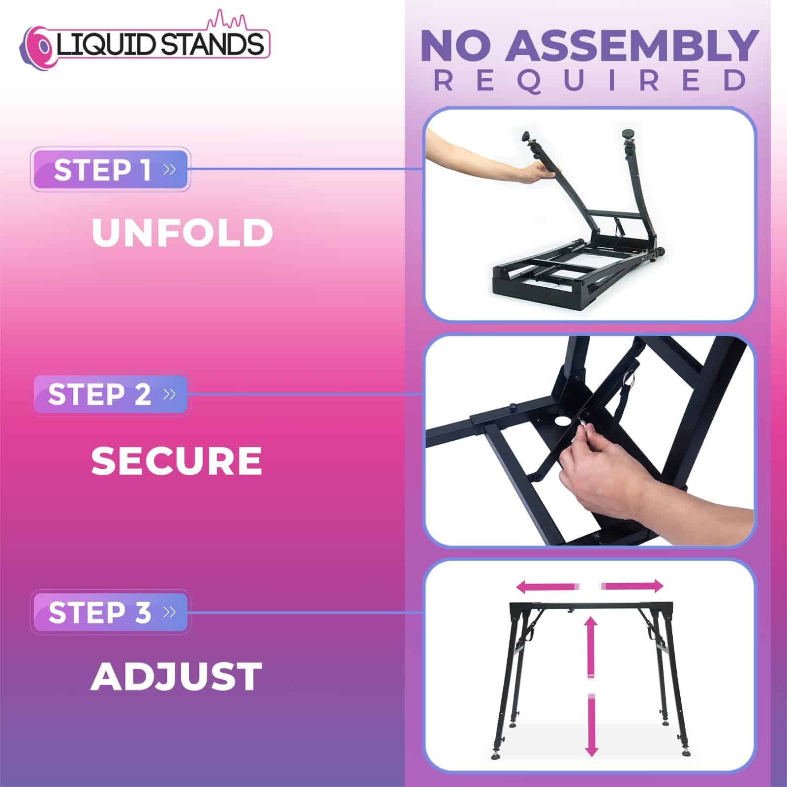 Soporte para teclado de piano plegable Liquid Stands - - Imagen 4