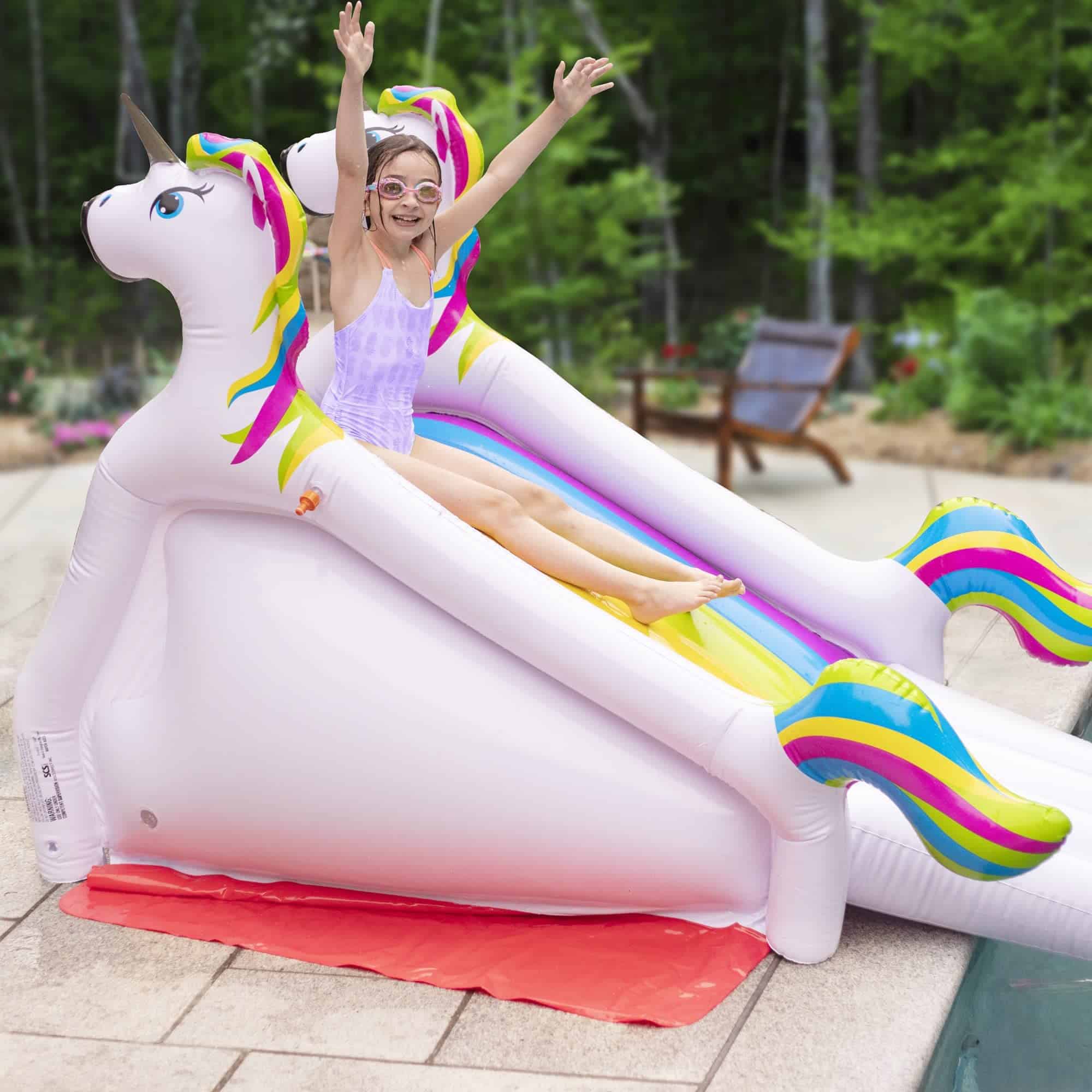 Tobogán de Piscina Inflable Gigante de Unicornio con