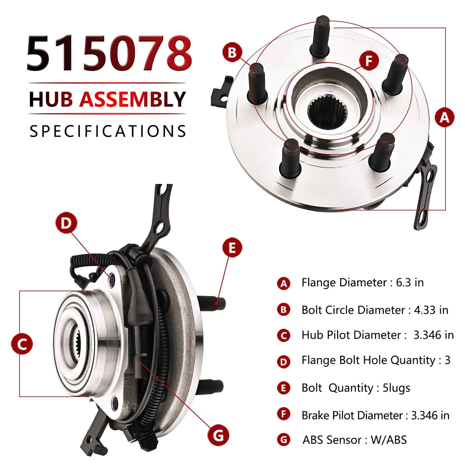 Juego de 2 Cojinetes de Rueda Delantera y Ensamble de Cubo - Imagen 4