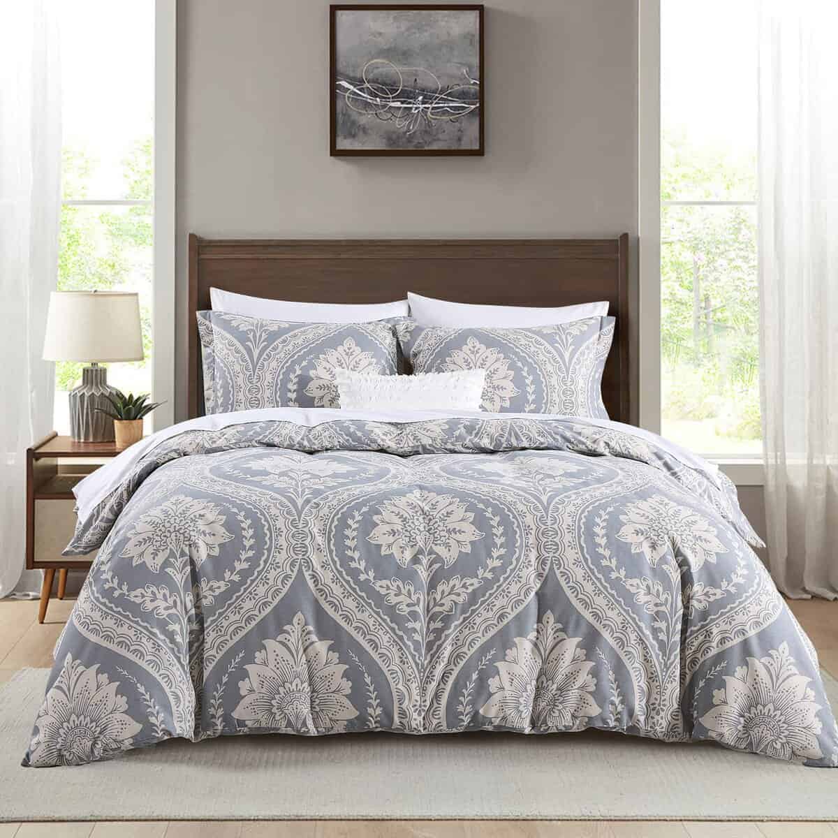 Funda de Edredón Gris CozyQQ Queen - 100% Algodón 400TC