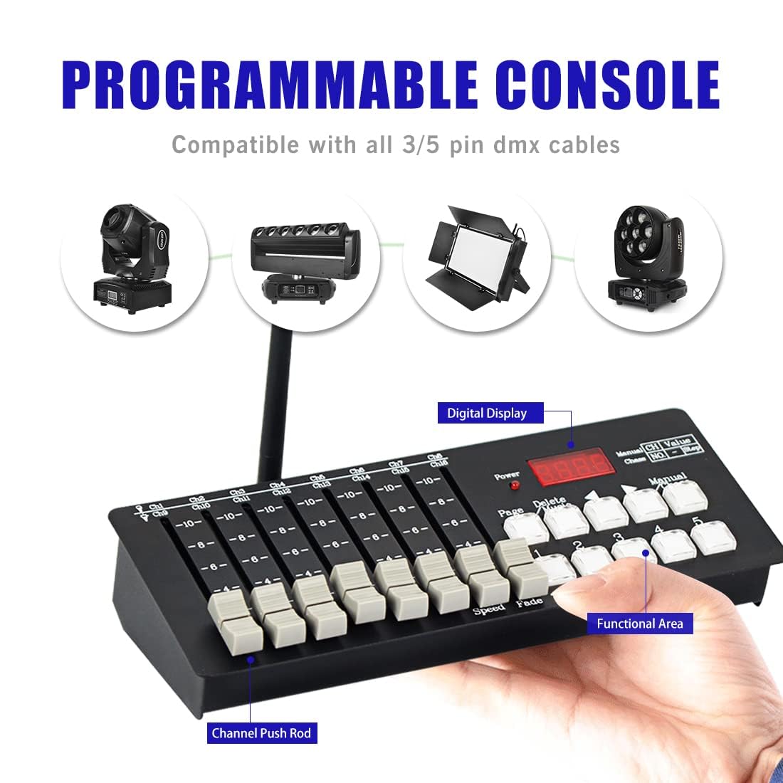 Controlador DMX Bonvenon, Consola DMX de 80 Canales, - Imagen 5