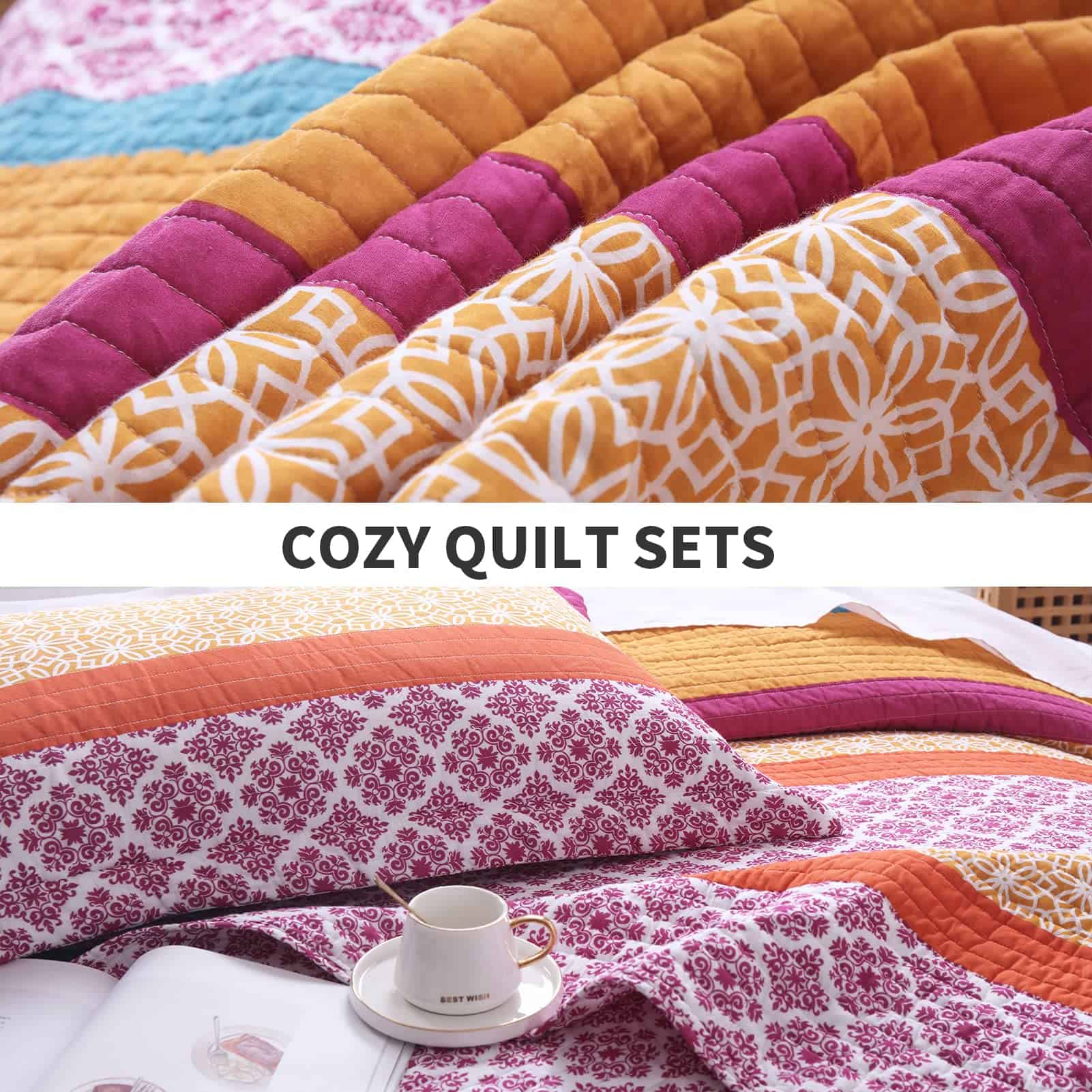 Set de colcha PERHOM Boho King Size - 100% algodón - Imagen 7