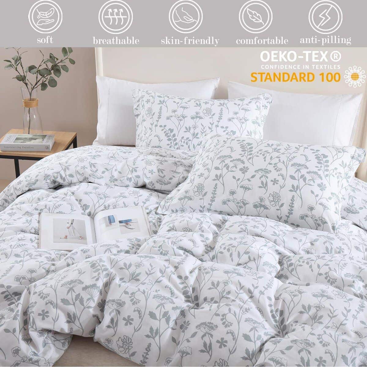 CozyQQ Cotton Duvet Cover Queen - Juego de Cubierta de - Imagen 4